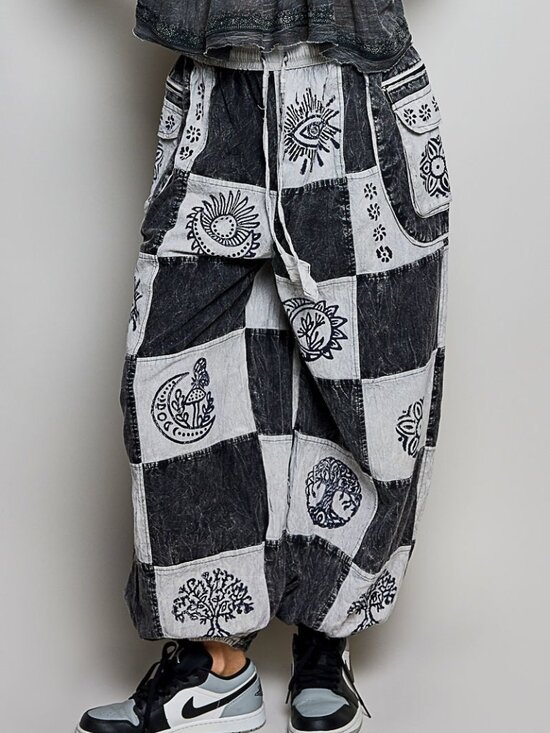 POL Pants - POL Drawstring High-Rise Patchwork Jogger Pants